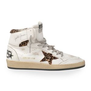 COPY - Golden Goose Sky Star Leopard Print Fur Mid Top Sneakers